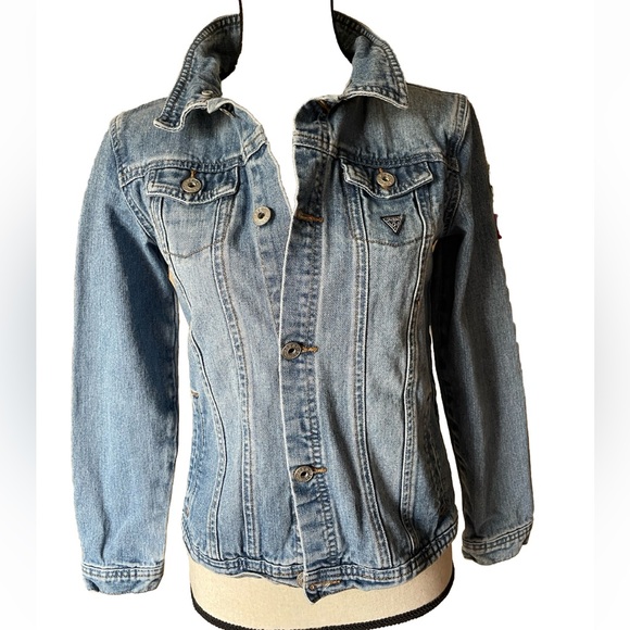 GUESS Denim Jacket Blue Girls 14, Fits Adult XS - Picture 3 of 13